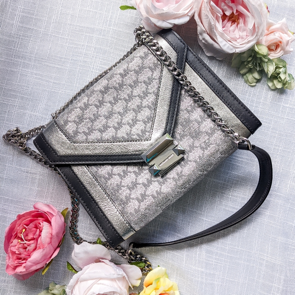 Michael Kors Large Whitney Shoulder Bag, Silver